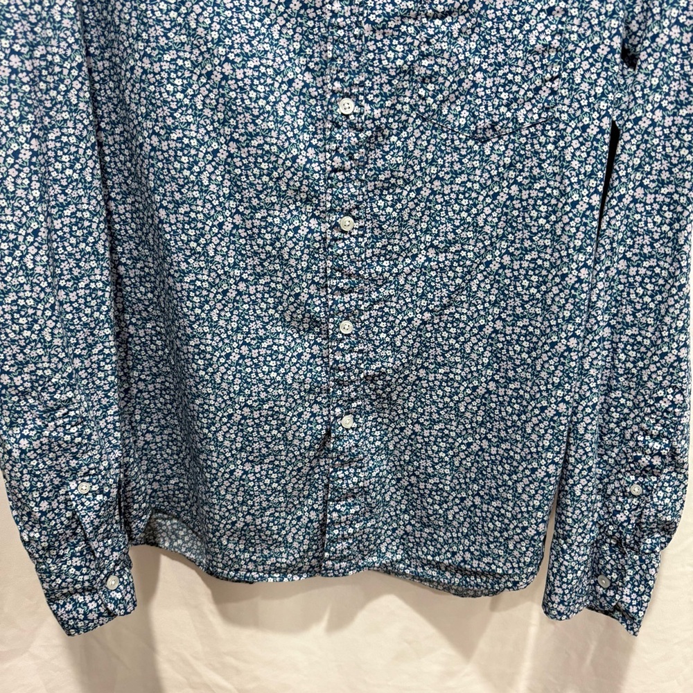 J Crew Slim Flex Washed Shirt Micro Floral Button Down Large Artsy Spring Office - Picture 3 of 11